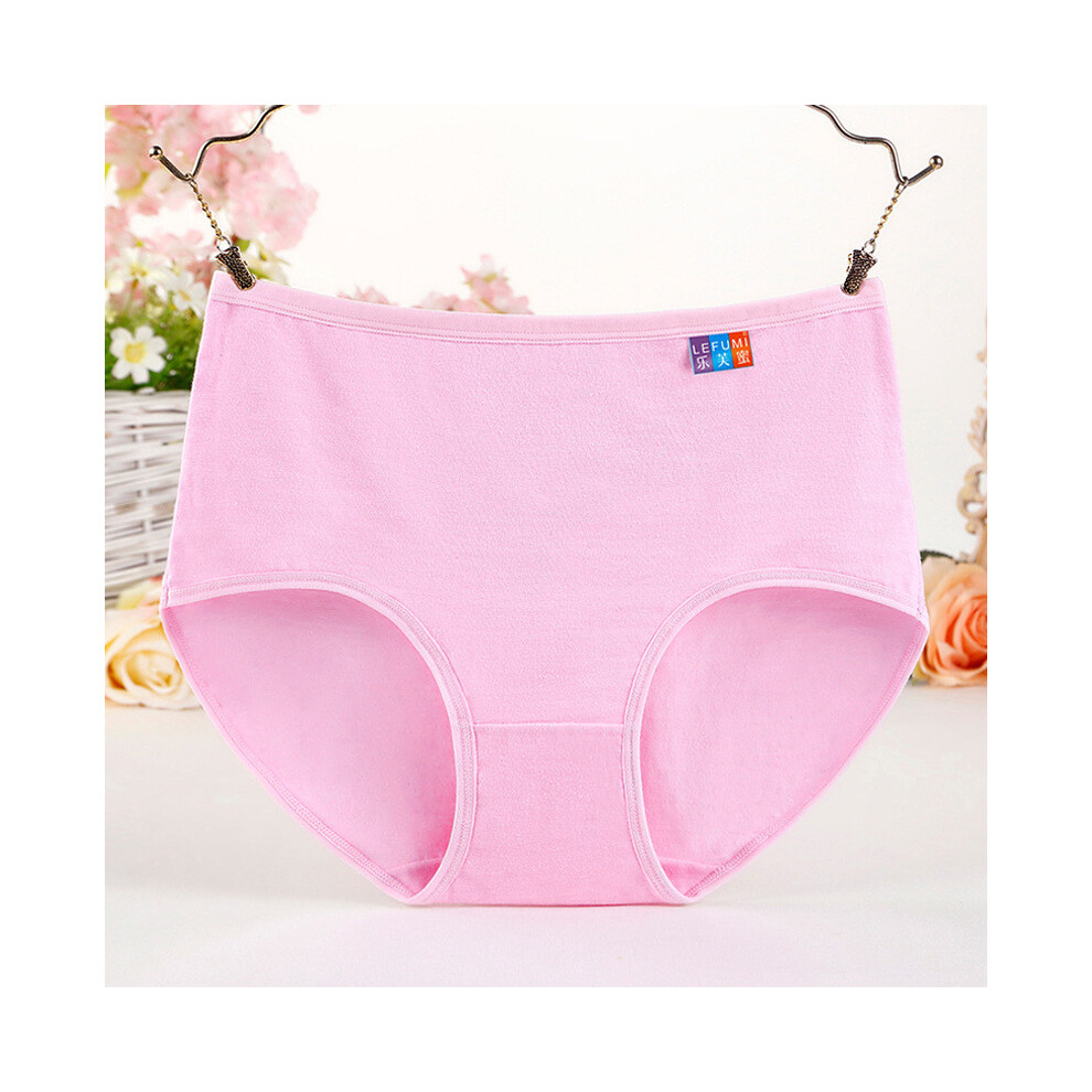 (Light Pink,XL)Sous vêtement respirant confortable en coton mi-hauteur pour femme de couleurs unies