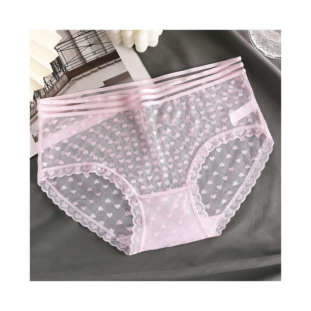 (Pink,M)Sous-vêtement triangle dentelle confortable élégant pour femme en été couleurs et tissu respirant