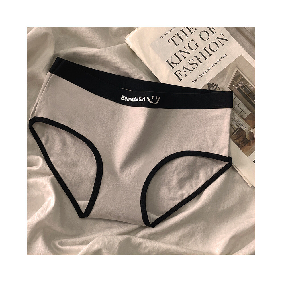 (Gray,M)Sous-vêtements femme en coton de qualité supérieure taille moyenne pantalon triangle respirant doux sur la peau dans des couleurs tendance