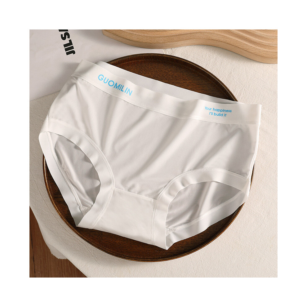 (White,M)Culotte élégante été femme colorée fine soie glacée sous vêtement respirante sans couture taille moyenne
