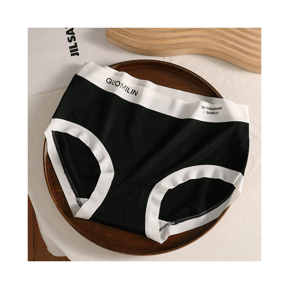 (Black,M)Culotte élégante été femme colorée fine soie glacée sous vêtement respirante sans couture taille moyenne