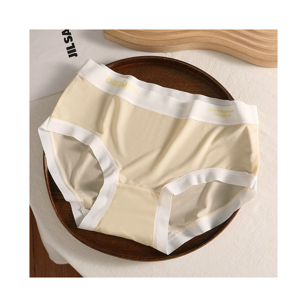 (Skin,L)Élégant été femme colorée fine soie glacée sous vêtement respirant sans couture mi-culotte taille