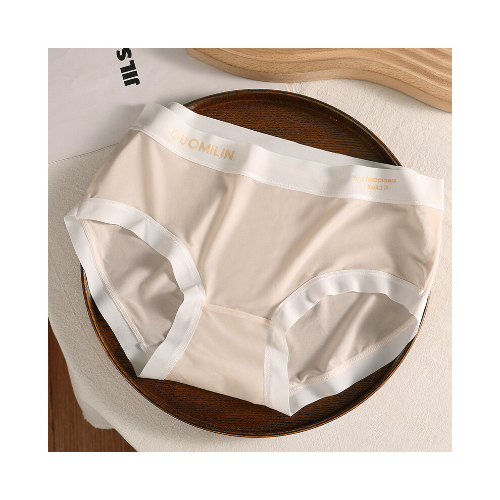 (Pink,L)Élégant été femme colorée fine soie glacée sous vêtement respirant sans couture mi-culotte taille
