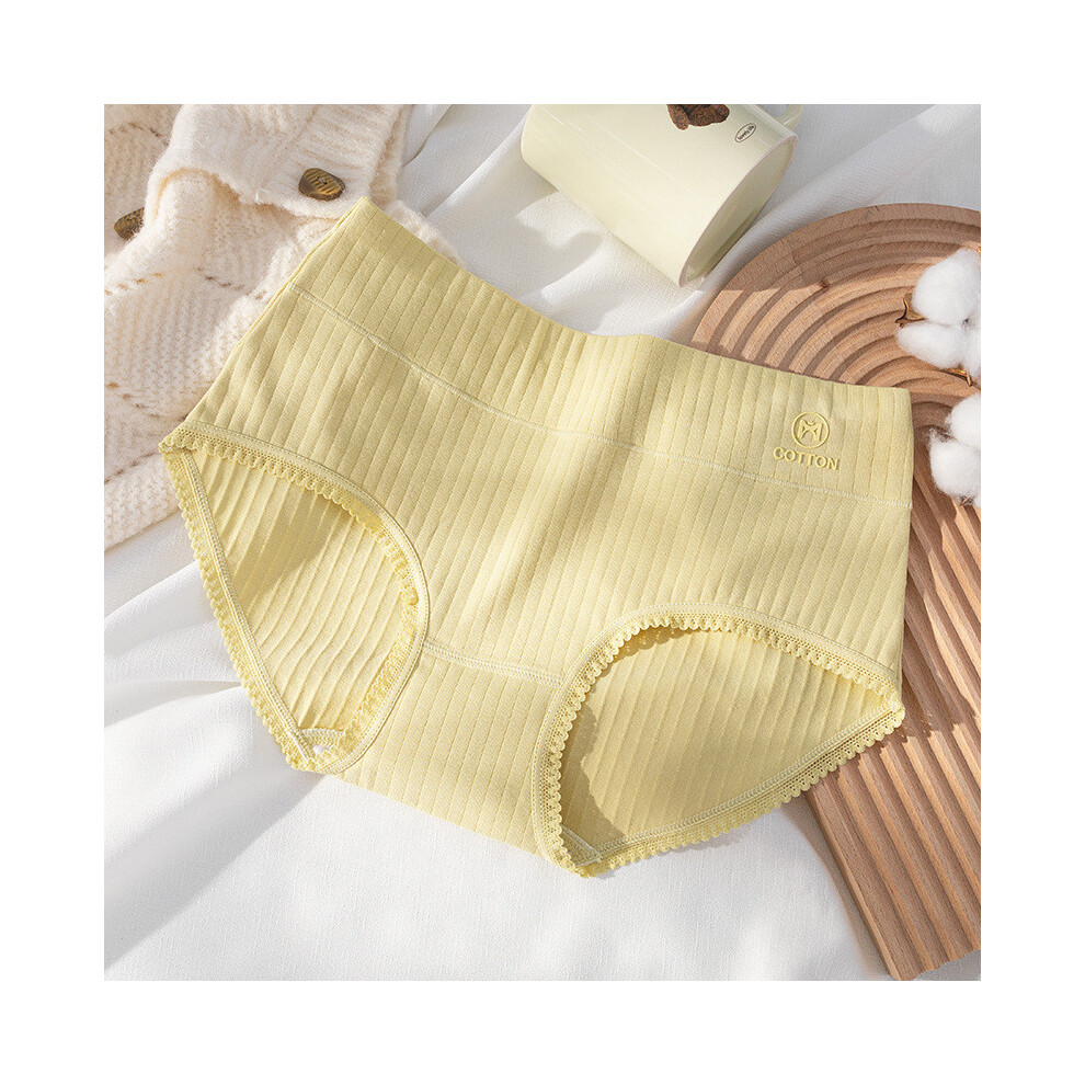 (Lemon,L)Élégant sous-vêtement en coton imprimé mi-hauteur pour femme avec caractéristiques antibactériennes