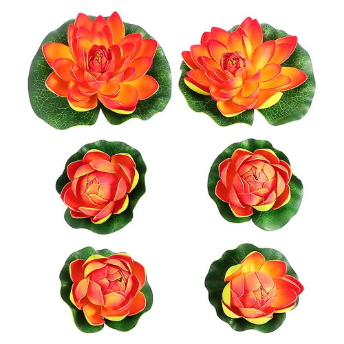 (As show, One size) 6pcs Lotus Flower Pond Decor