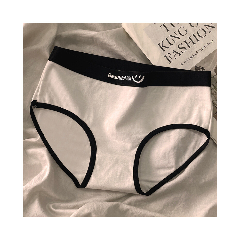 (White,M)Sous-vêtements femme en coton de qualité supérieure taille moyenne pantalon triangle respirant doux sur la peau dans des couleurs tendance