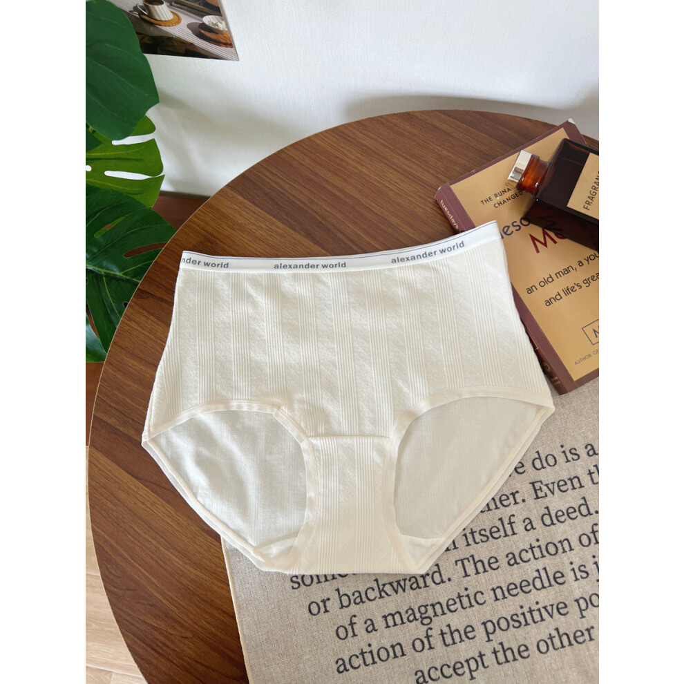 (White,L)Slip taille haute en coton pour femme avec confort antibactérien respirant et design élégant