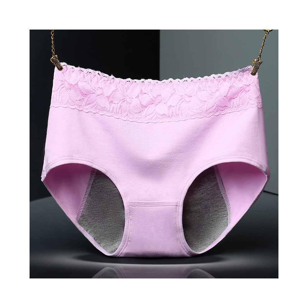 (Pink,L)Sous vêtement sexy dentelle coton pour femme slip menstruel étanche doux et coupe respirant
