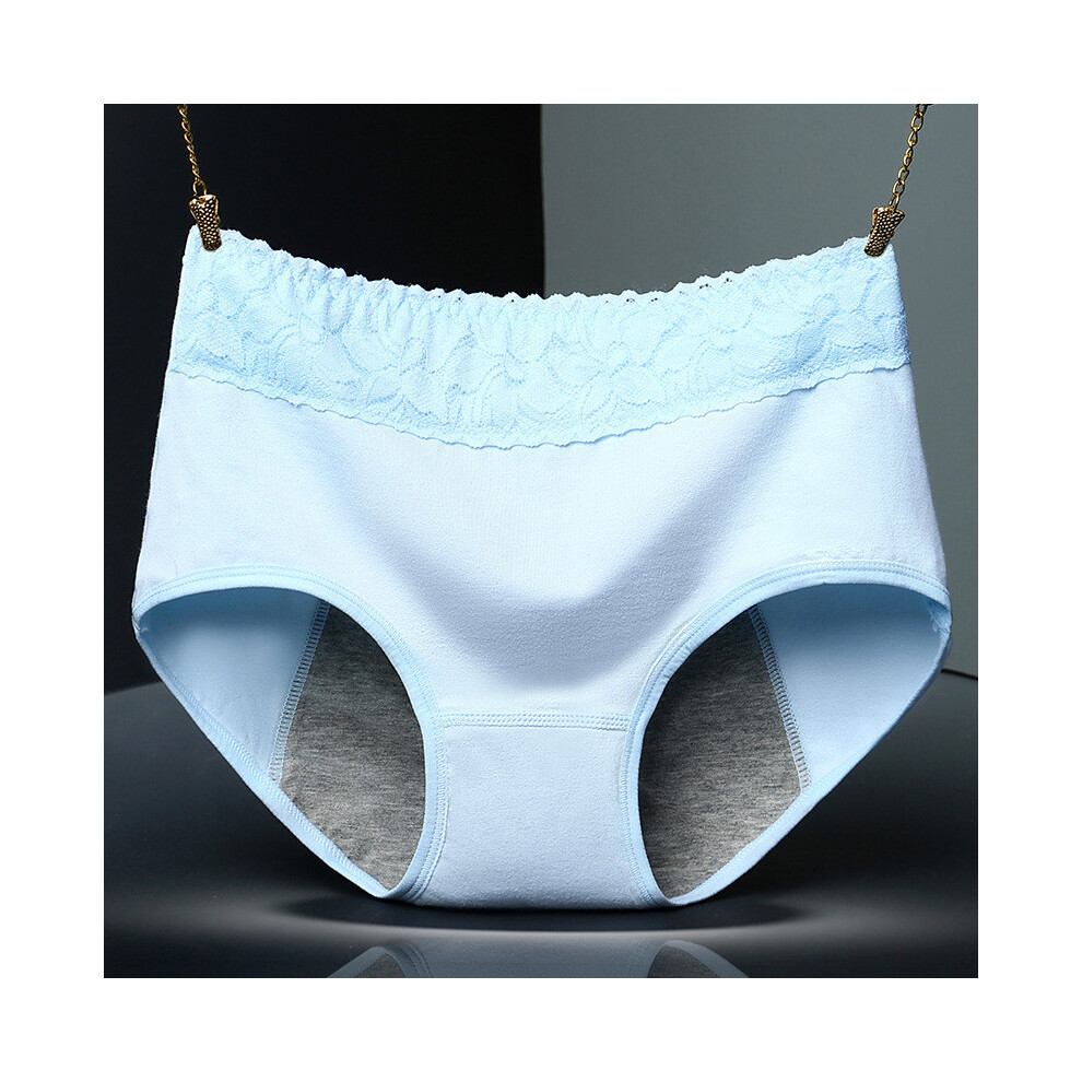 ( Blue,M)Sous vêtement sexy dentelle coton pour femme slip menstruel étanche coupe douce et respirante