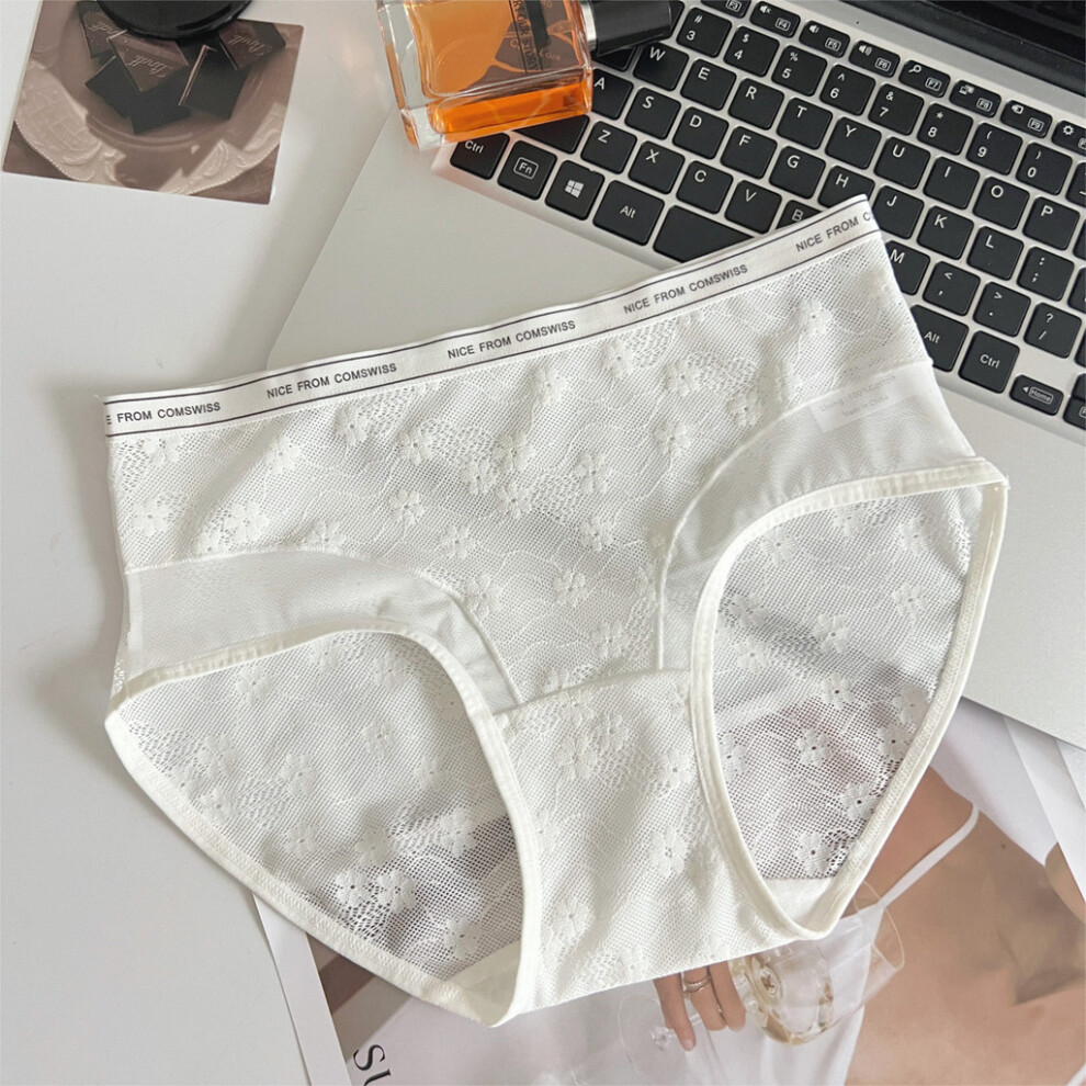 (White,L)Sous vêtement chic en maille dentelle pour femme avec soufflet en coton confortable et design élégant pour toutes les occasions
