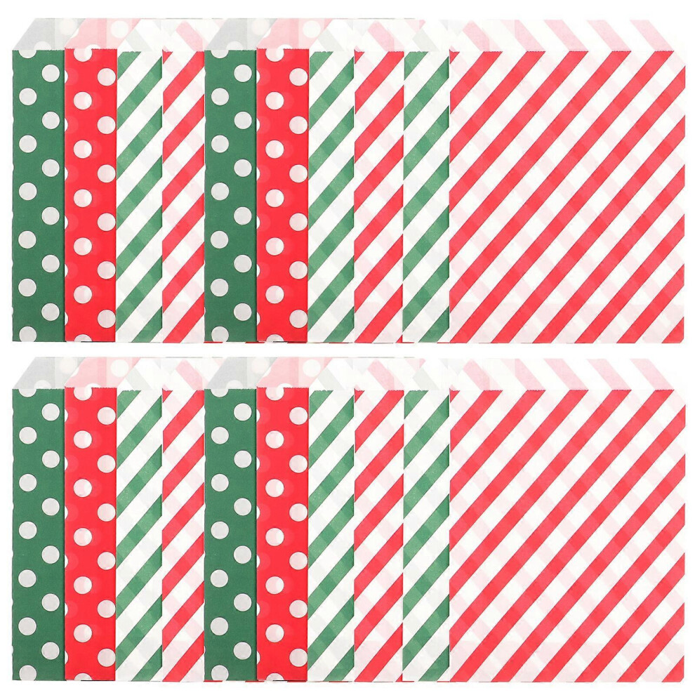 Kricely (As Show, One Size) 24Pcs Christmas Paper Candy Bags Christmas Gift Bags Christmas Cookie Bags Xmas Supplies