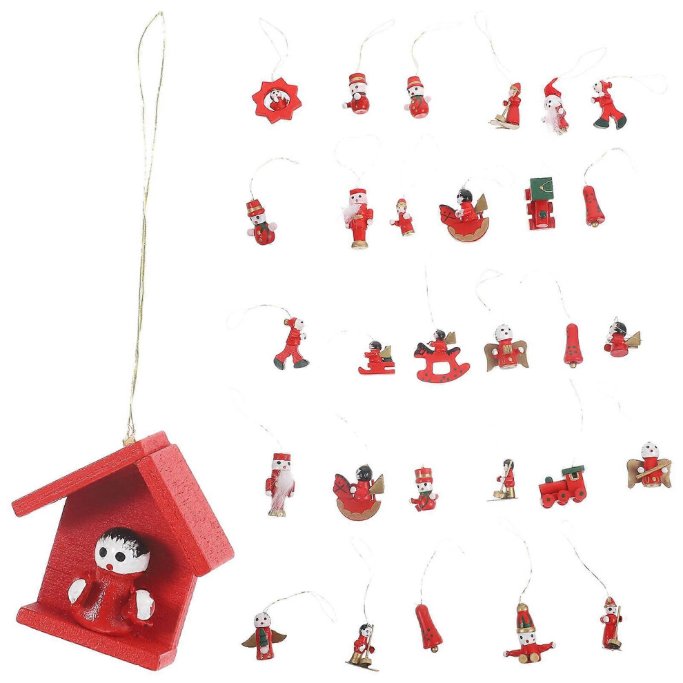 Kricely (As Show, One Size) 1 Box Of Christmas Hanging Decors Wood Craft Xmas Tree Ornaments Xmas Party Decorations