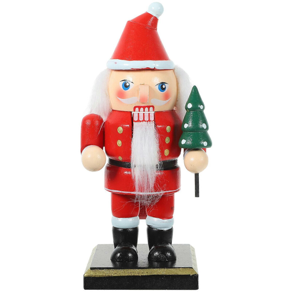 Kricely (As Show, One Size) Santa Claus Nutcracker Cute Wooden Nutcracker Figure Christmas Wood Santa Puppet Ornament