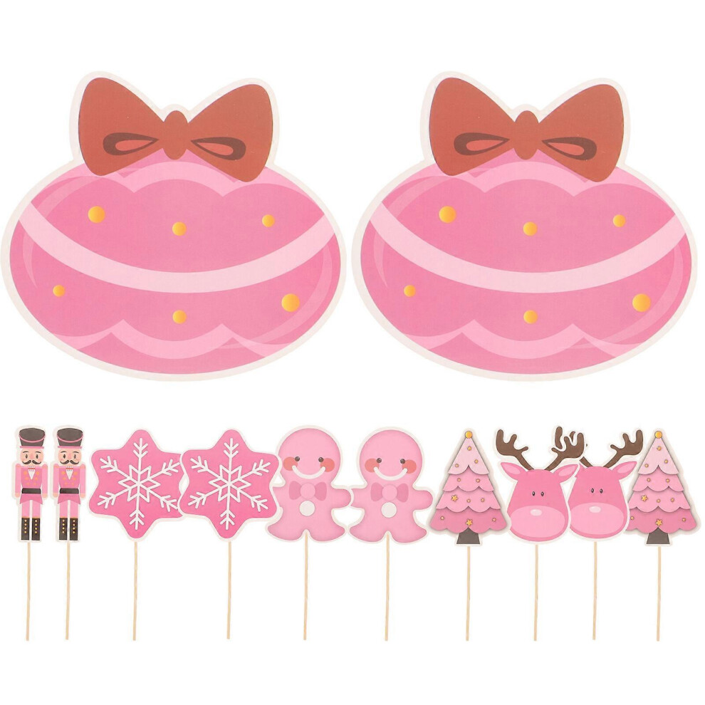 Kricely (As Show, One Size) 12Pcs Christmas Cake Picks Cupcake Toppers Paper Cake Inserts Lovely Cake Picks Cake Decors