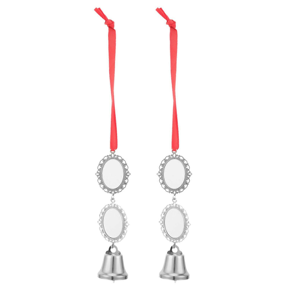 Kricely (As Show, One Size) 2Pcs Heat Transfer Christmas Ornaments Christmas Diy Sublimation Pendant With Bell