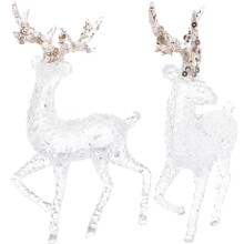 (As show, One size) 2pcs Christmas Acrylic Elk Pendant Christmas Tree Hanging Ornament Clear Elk Statue Decor
