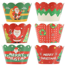 (As show, One size) 6pcs Christmas Cupcake Wrappers Cake Muffin Wrappers Decorations Party Favors