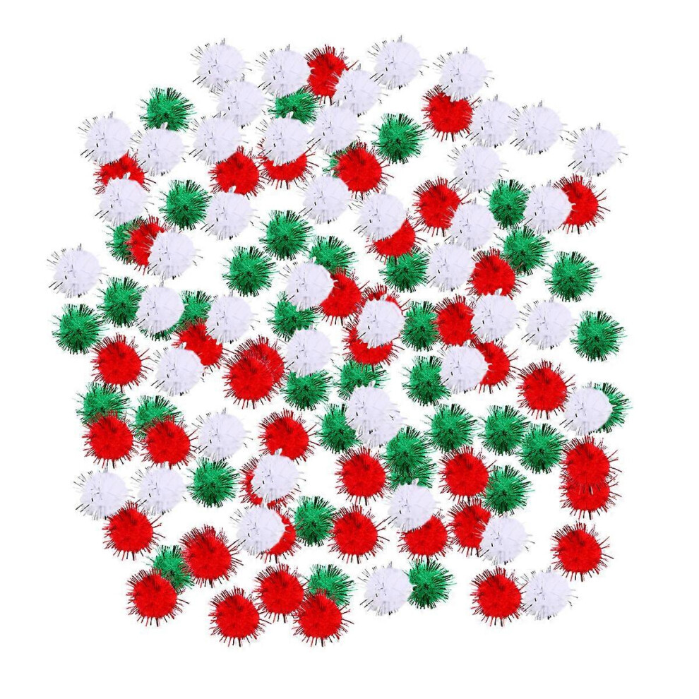 Kricely (As Show, One Size) 300 Pcs Diy Pompoms Glitter Pom Poms Christmas Pom Poms Children Pompoms