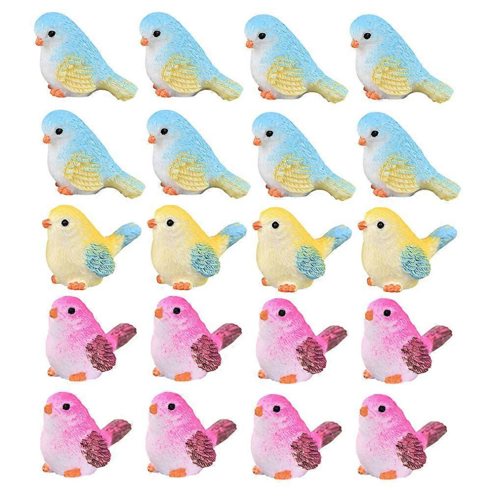 Kricely (As Show, One Size) 24Pcs Miniature Bird Figurines Small Bird Models Simulated Animals Ornaments (Random Color)