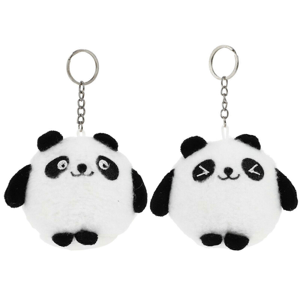 Kricely (As Show, One Size) 2Pcs Plush Panda Keychains Stuffed Panda Keyrings Cartoon Bag Hanging Ornaments