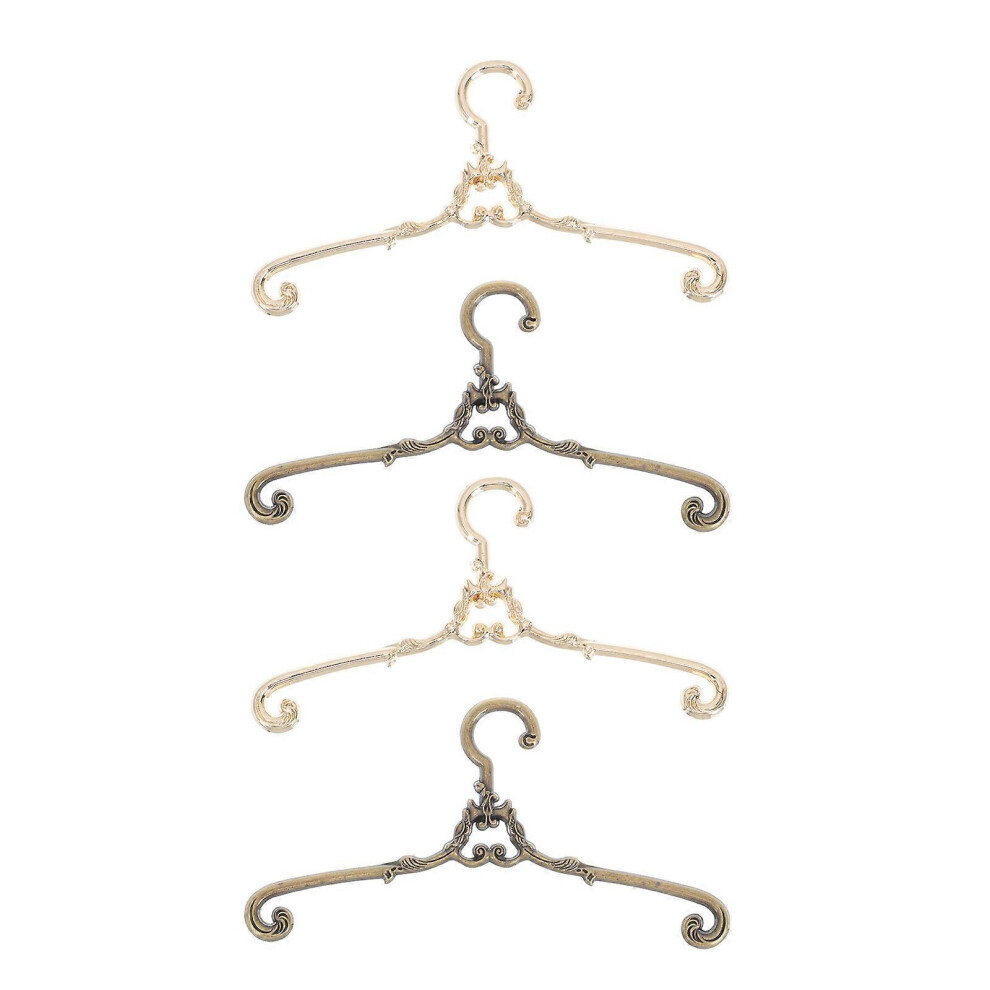 Kricely (As Show, One Size) 4Pcs Vintage Style Mini Doll Clothes Hanger Decorative Mini Doll Hanger