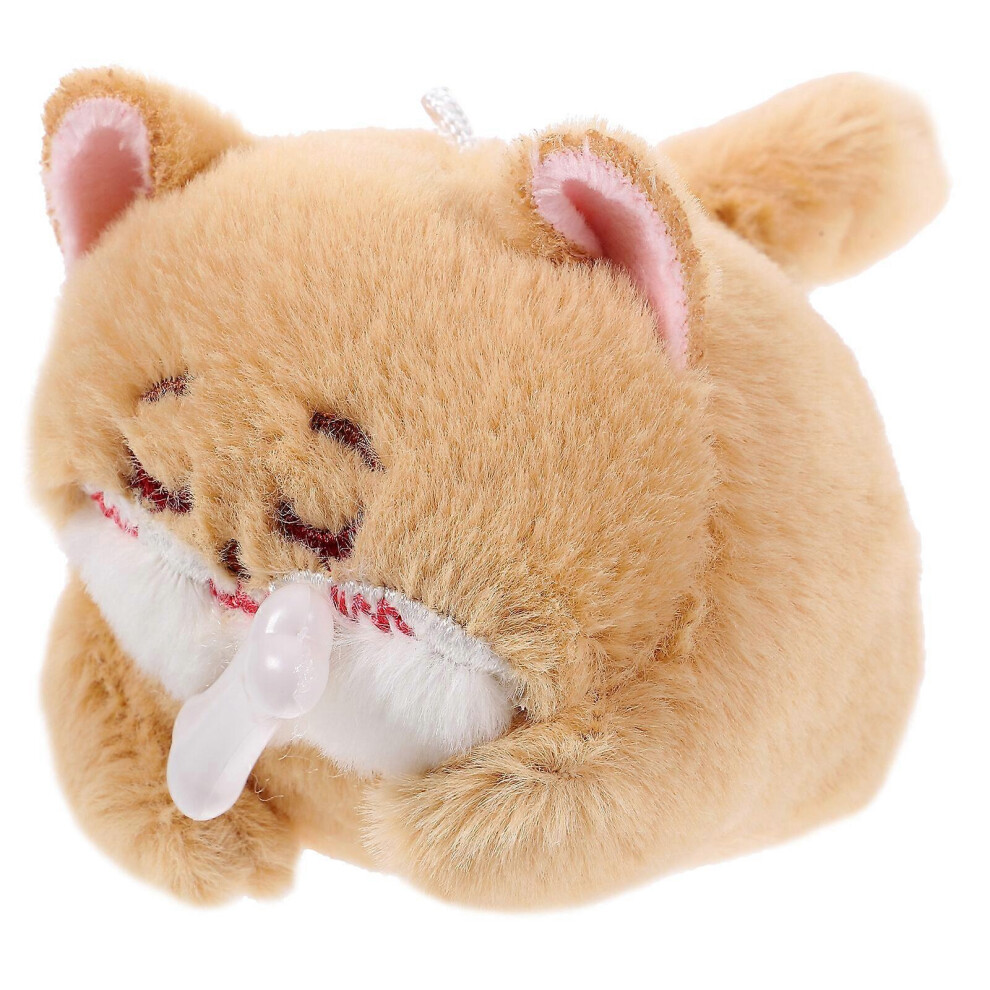 Kricely (7.5X7x7cm, Brown) Plush Tail Wagging Animal Doll Simulation Animal Pull String Tail Wagging Doll Light/Brown