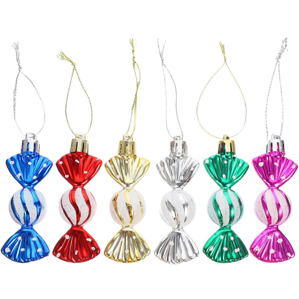 (Assorted Color, One size) 6pcs Christmas Candy Shape Pendant Xmas Candy Hanging Ornament Xmas Tree Hanging Pendants-image-OPC-PGZZF2Y-NEW