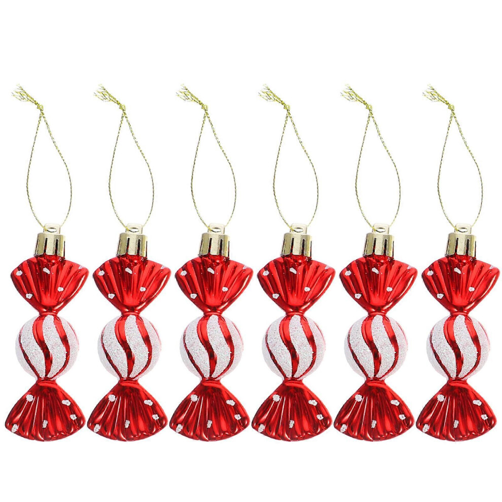 Kricely (, One Size) 6Pcs Christmas Candy Shape Pendant Xmas Candy Hanging Ornament Xmas Tree Hanging Pendants Red