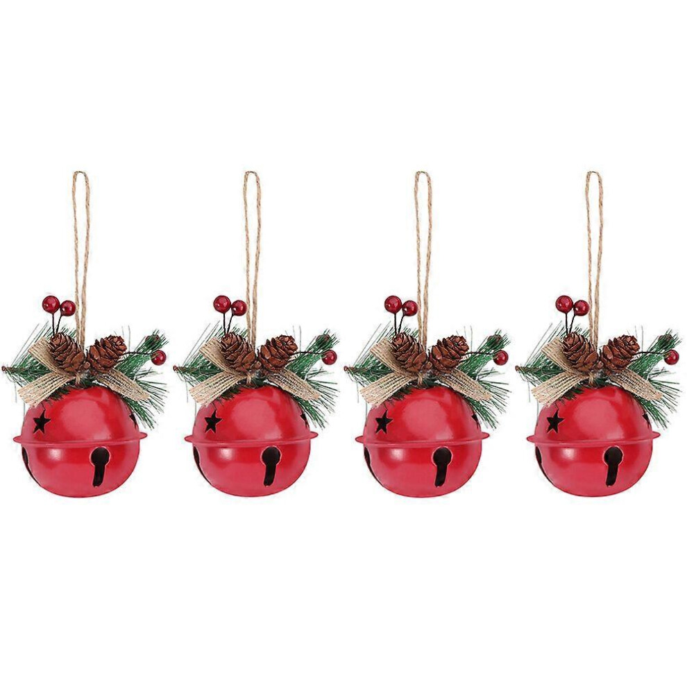 Kricely (As Show, One Size) 4Pcs Christmas Tree Hanging Bell Ornaments Bell Pendants Xmas Party Supplies
