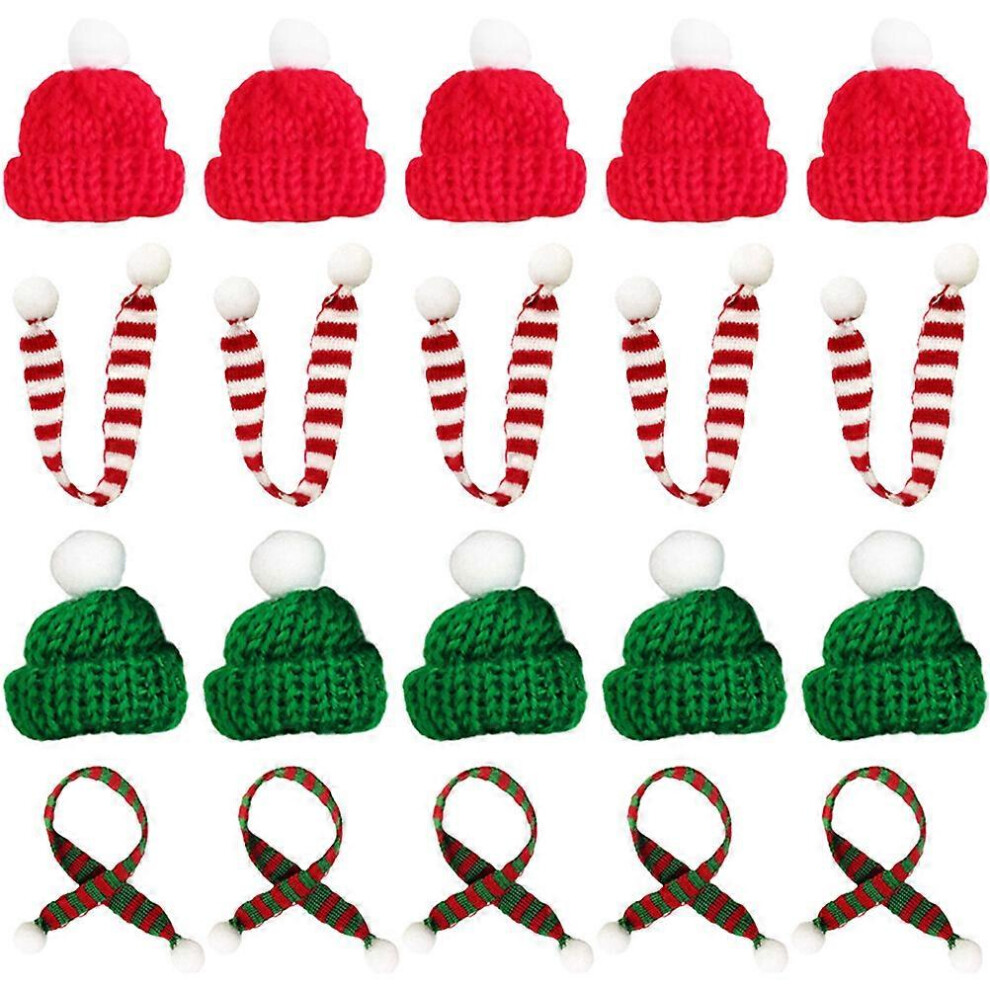Kricely (Assorted Color, One Size) 20Pcs Christmas Miniature Santa Hat Scarf Stuffed Bear Christmas Costume Party Supplies