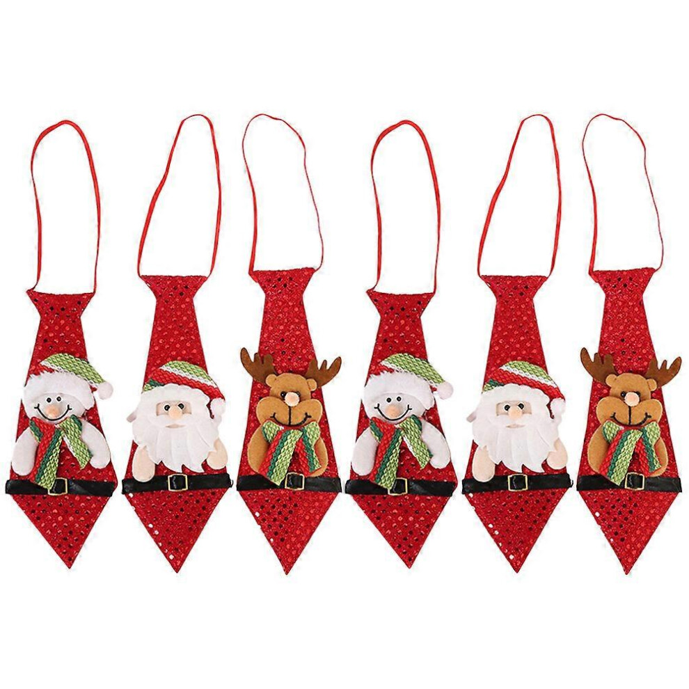 Kricely (As Show, One Size) 6Pcs Men Neck Ties Christmas Party Necktie Fabric Neck Ties Novelty Neck Ties Xmas Decorations