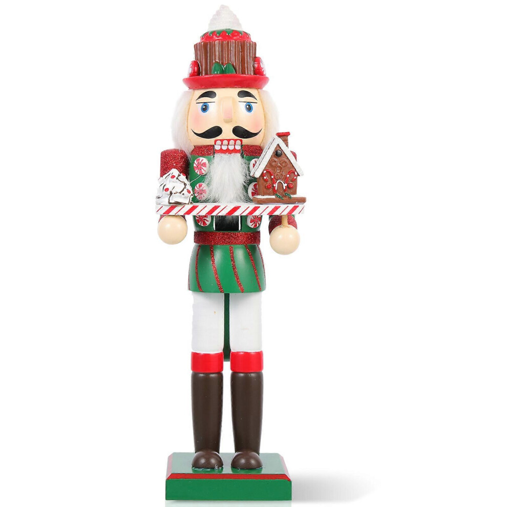 Kricely (35X10.5x8cm, One Size) Christmas Gift Wooden Cartoon Nutcracker Adorn Desktop Creative Wood Puppet Ornament
