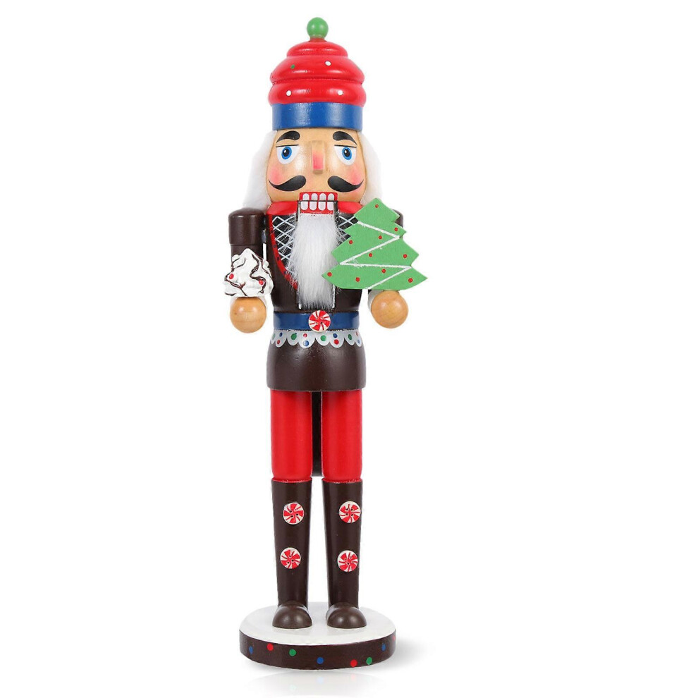 Kricely (35X10x8cm, One Size) Christmas Gift Wooden Cartoon Nutcracker Adorn Desktop Creative Wood Puppet Ornament