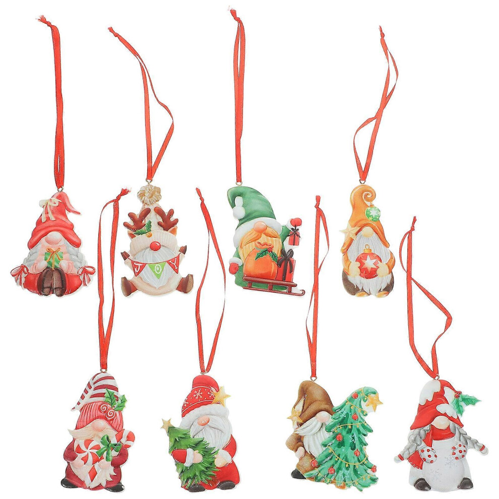 Kricely (As Show, One Size) 8Pcs Christmas Party Gnome Ornaments Resin Hanging Gnome Christmas Decoration For Xmas Tree