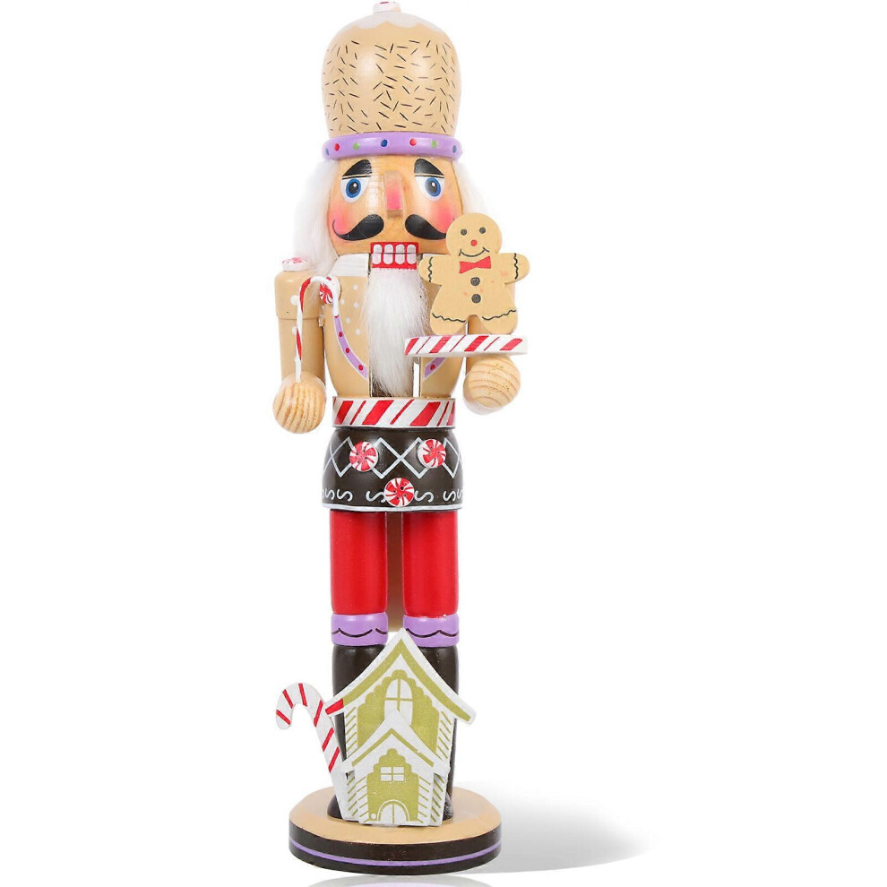 Kricely (35X10x9cm, One Size) Christmas Gift Wooden Cartoon Nutcracker Adorn Desktop Creative Wood Puppet Ornament