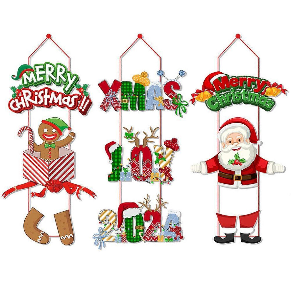 Kricely (As Show, One Size) 3Pcs Christmas Door Hanging Decoration Lovely Hanging Ornament Xmas Party Favor