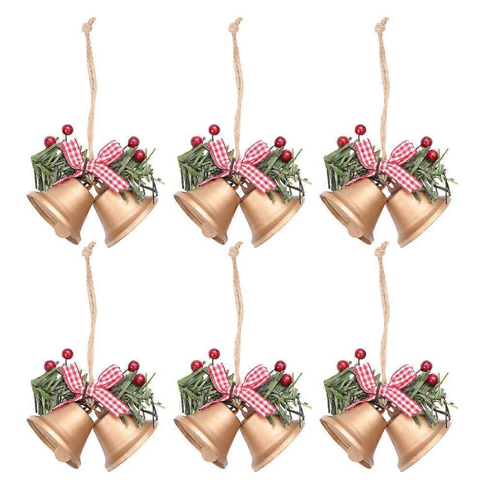 Kricely (As Show, One Size) 6Pcs Christmas Tree Hanging Bells Ornament Christmas Holiday Decoration