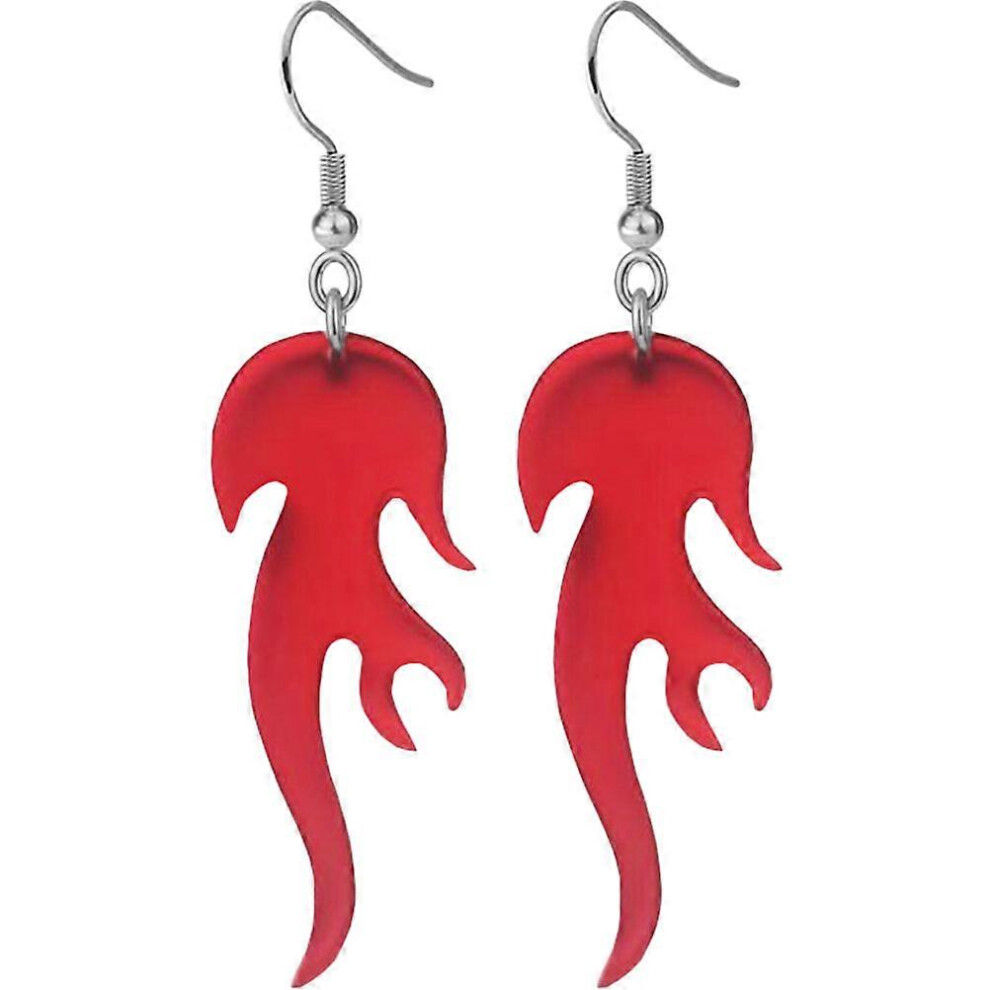 Kricely (As Show, One Size) 1 Pair Punk Fire Earrings Acrylic Flame Earrings Dangle Drop Earrings For Women Girls Light