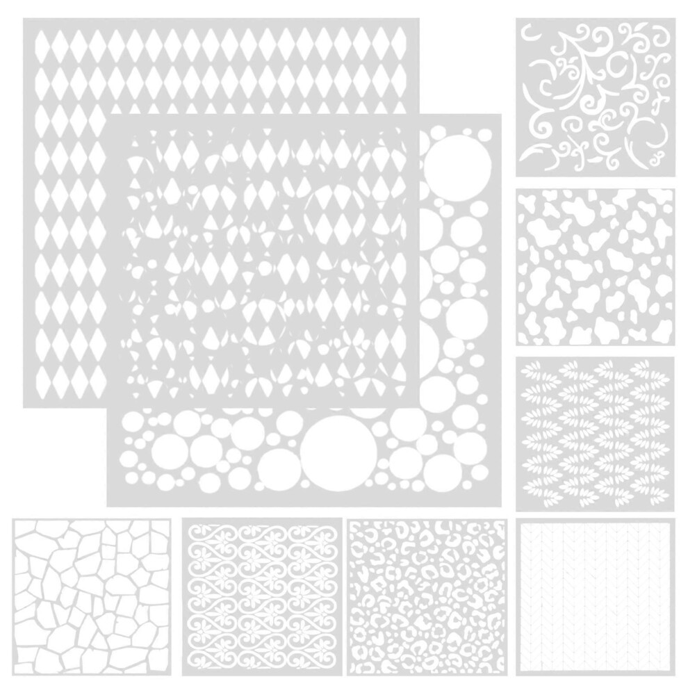 Kricely (As Show, One Size) 9 Sheets Of Creative Hollow Stencils Decorative Graffiti Templates Wall Art Drawing Templates