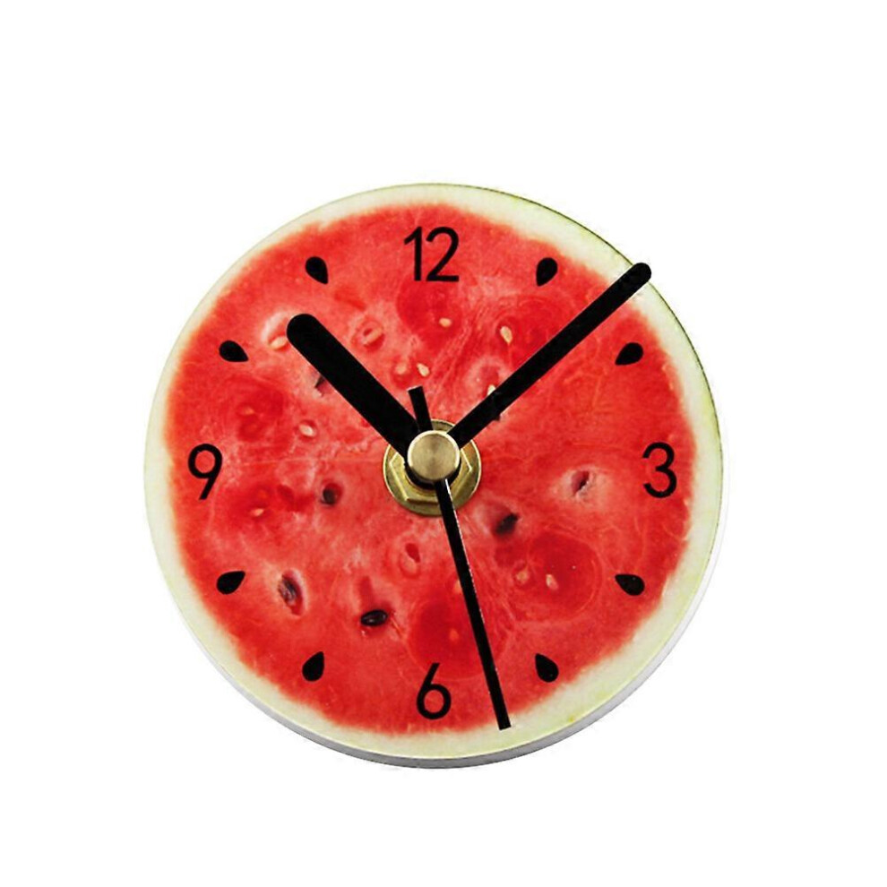 Kricely (As Show, One Size) Refrigerator Magnets Sticker Clock Round Fruit Pattern Wall Clock Message Stickers (Watermelon)