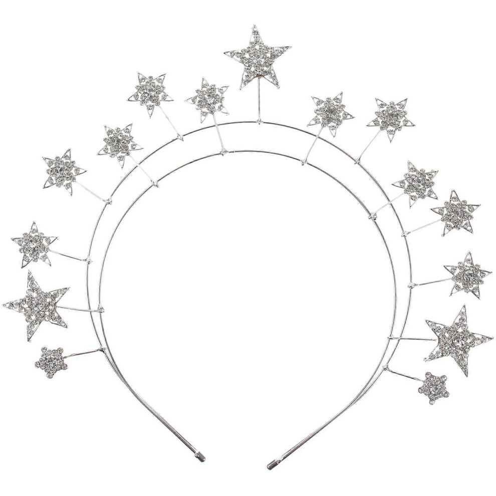 Kricely (As Show, One Size) Glitter Rhinestone Stars Hairband Headpiece For Wedding Birthday Performance