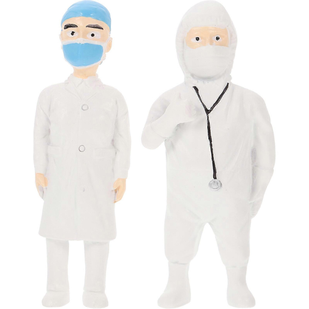 Kricely (White2, One Size) 2Pcs Tiny People Figurines Doctor Small Figures Miniature Figurines For Mini House