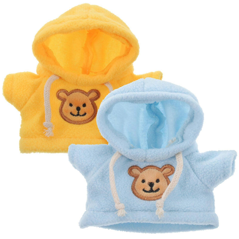 Kricely (Assorted Color2, One Size) 2Pcs Plush Bear Clothes Mini Bear Doll Clothes Stuffed Bear Hoodies Stuffed Animal Dress Up Clothes