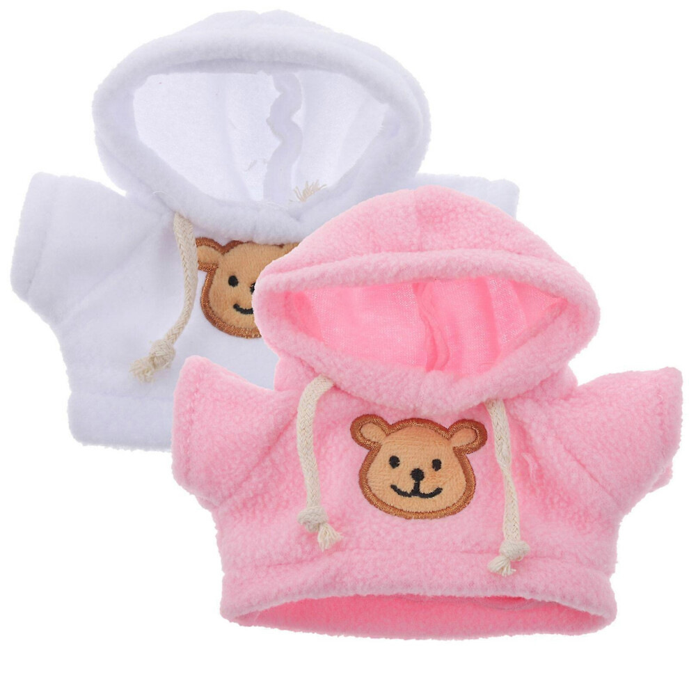 Kricely (Assorted Color1, One Size) 2Pcs Plush Bear Clothes Mini Bear Doll Clothes Stuffed Bear Hoodies Stuffed Animal Dress Up Clothes