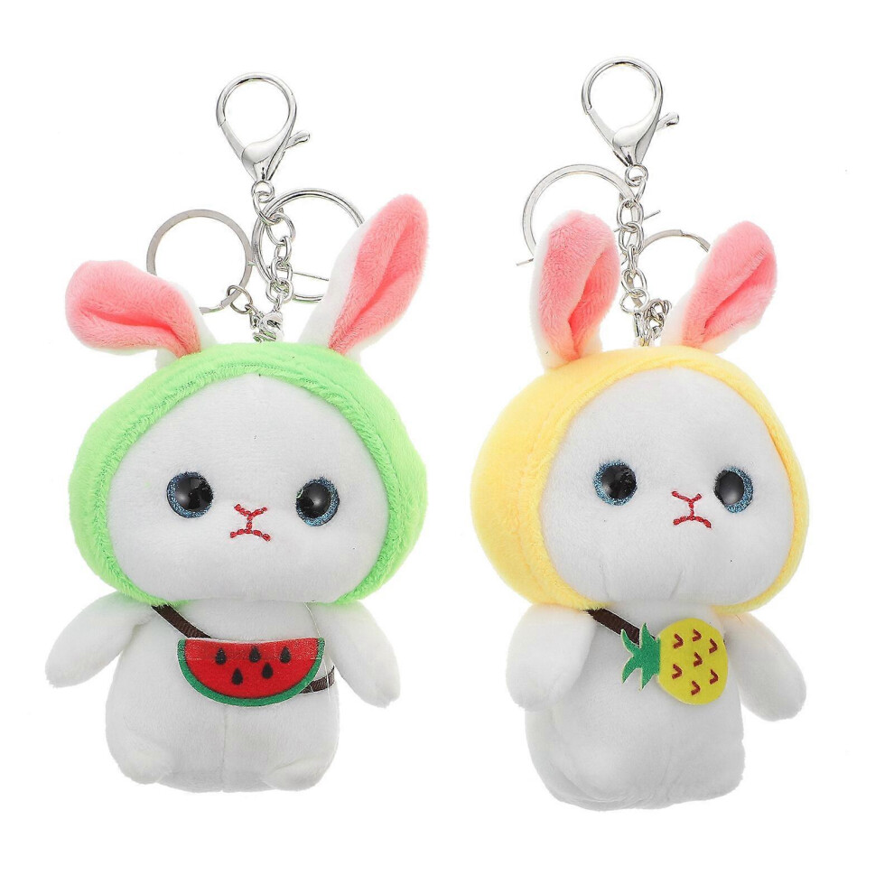 Kricely (As Show, One Size) 2 Pcs Rabbit Keychains Cartoon Bunny Key Buckles Backpack Hanging Adorns