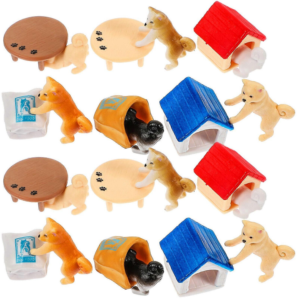 Kricely (As Show, One Size) 6Pcs Dog Kennel Ornaments Adorable Dog Car Gardening Decorations Desktop Dolls