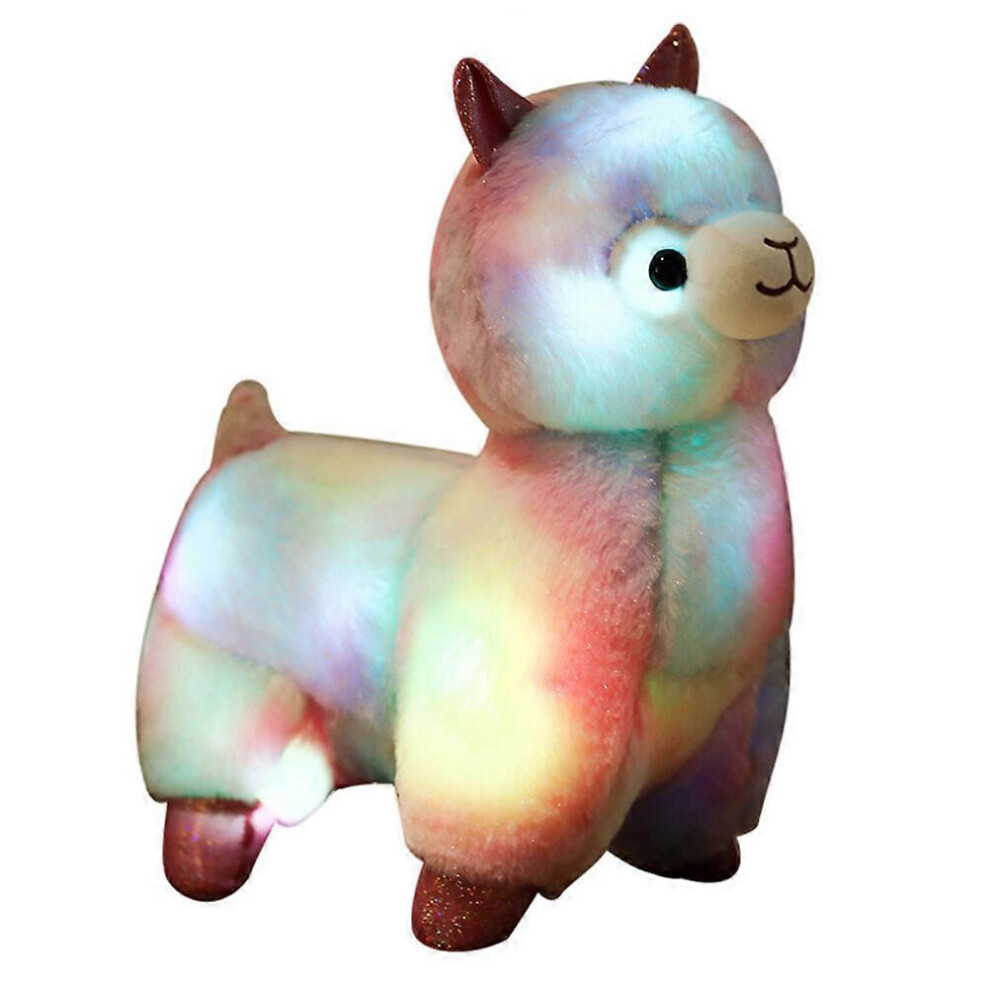 Kricely (As Show, One Size) 1Pc Supple Plush Colorful Alpaca Doll Lovely Luminous Stuffed Toy Doll Gift