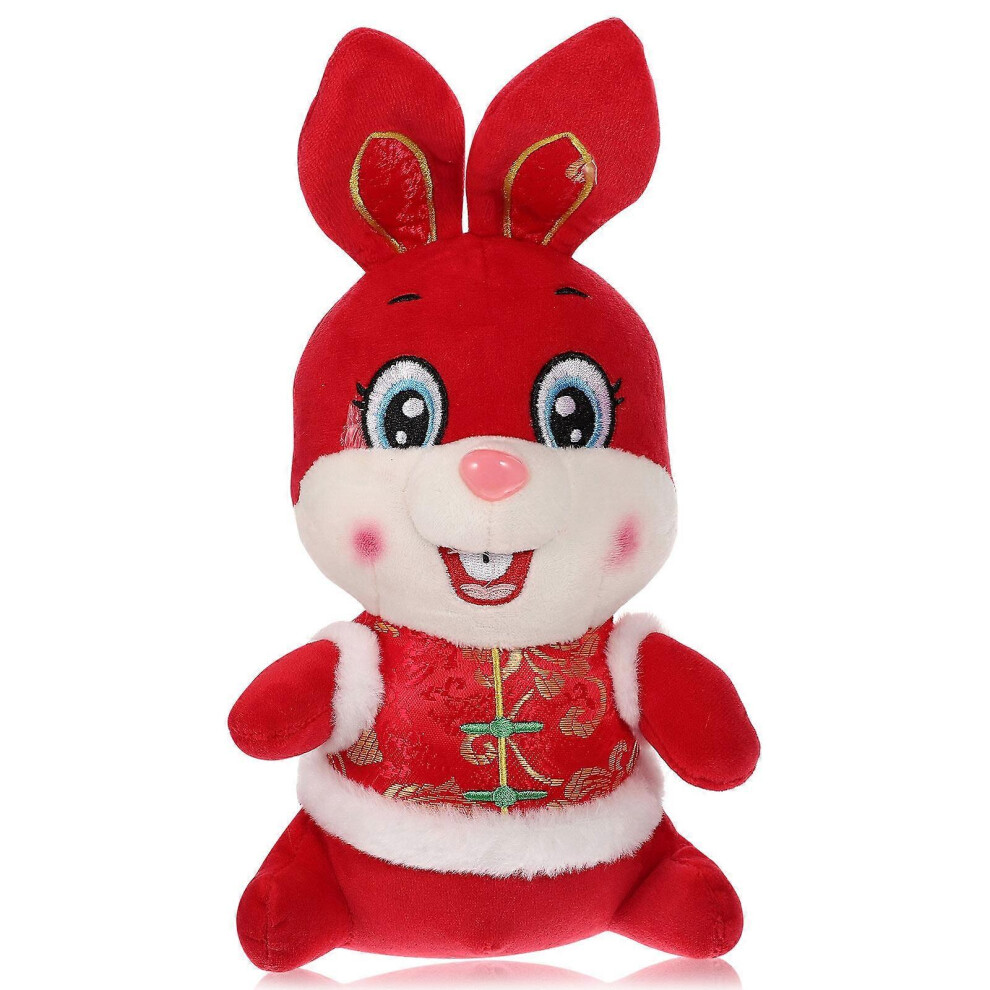 Kricely (28X12cm, As Shown-2) Stuffed Bunny Doll 2023 Rabbit Mascot Zodiac Rabbit Plush Toy Chinese New Year Gift