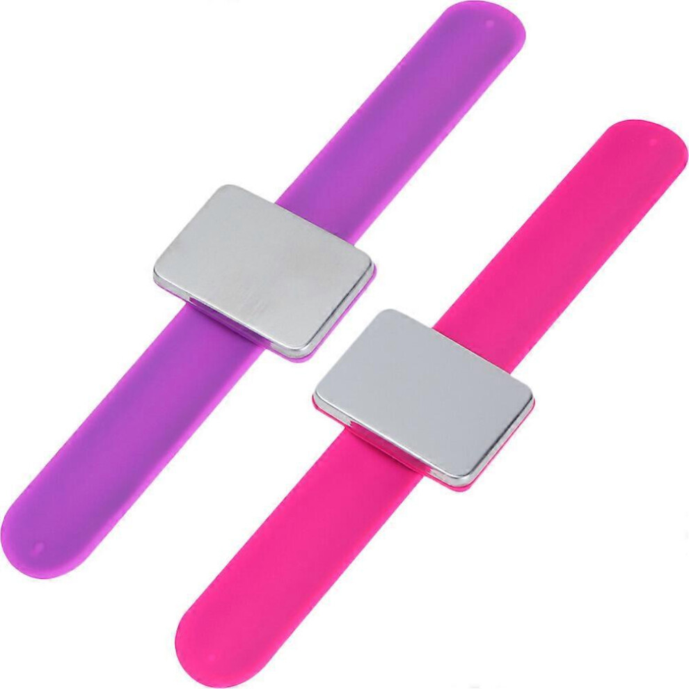 Kricely (As Show, One Size) 2Pcs Magnetic Barber Pin Bracelet Hairdresser Slap Bracelets Hair Clips Holder Bracelets