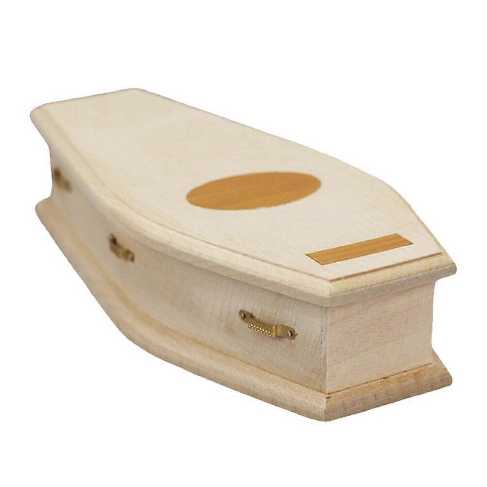 Kricely (As Show, One Size) Miniature Wooden Coffin Home Diy Fairy Decoration Mini Furniture Coffin
